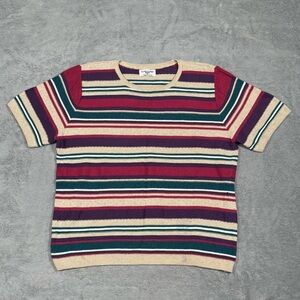 Alfred Dunner VTG 90s Stripe Knit Sweater Top USA Womens 1X Boho Cottagecore Alt